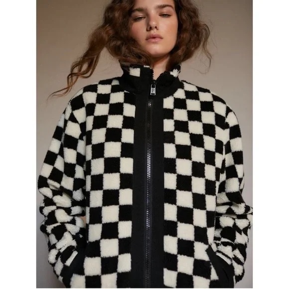 Pendelton Checkerboard White Black Jacket Fleece Size Large - Picture 14 of 14